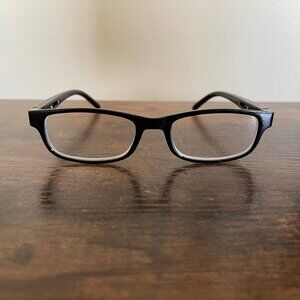 Foster Grant Eyeglasses Frames Only Black Rectangular Full Rim Metal Accent